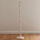 image 4 of Carnaby Satin Almond White Paint Floor Lamp with Neutral Print Fabric Ikat Shade 35cm B22