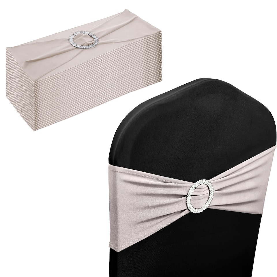 image 1 of 13"x5" Spandex Chair Bands with Slider Buckle, Elastic Chair Sash - 10pcs