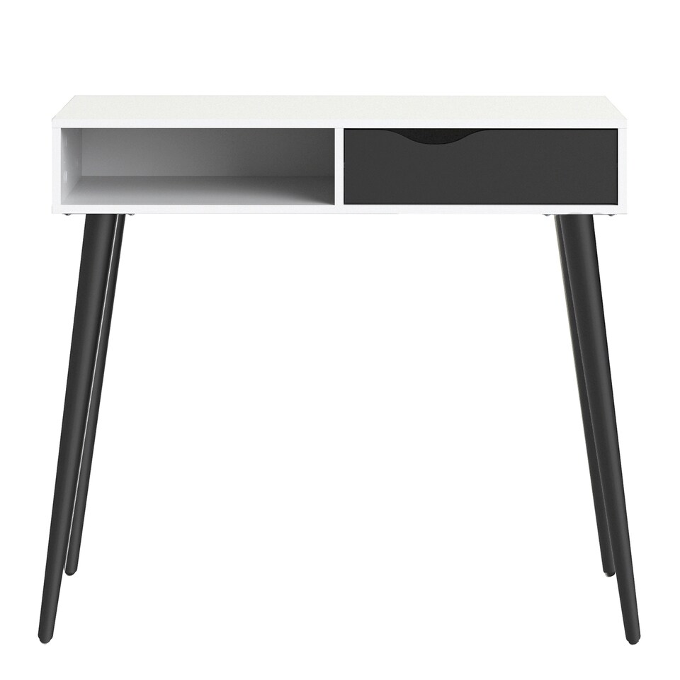 image 1 of Oslo Console Table 1 Drawer 1 Shelf in White and Black Matt