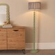 image 3 of ValueLights Bobbins Sage Green Floor Lamp Pleat Powder Blue Shade | Green | Blue