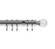 image 1 of 35mm Fixed Length Metal Curtain Pole Set Satin Silver Segmented Ball Finial 150cm | Silver | Silver