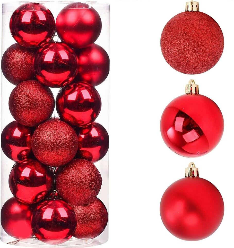 image 1 of 30mm/12Pcs Christmas Baubles Shatterproof Red,Tree Decorations
