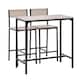 image 2 of HOMCOM 3-Piece Bar Table and Stools Set, Industrial Breakfast Bar Set with Footrest, Backrest, Metal Frame, Kitchen Table and 2 Chairs for Dining Room, Small Space, Natural Wood Finish