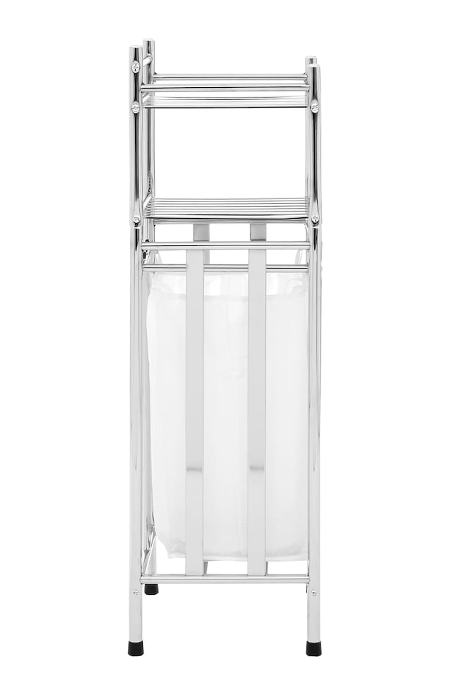 image 1 of Orsina Laundry Unit With Basket, Chrome Storage Stand With Bag, Lidded Laundry Organizer With Storage Basket