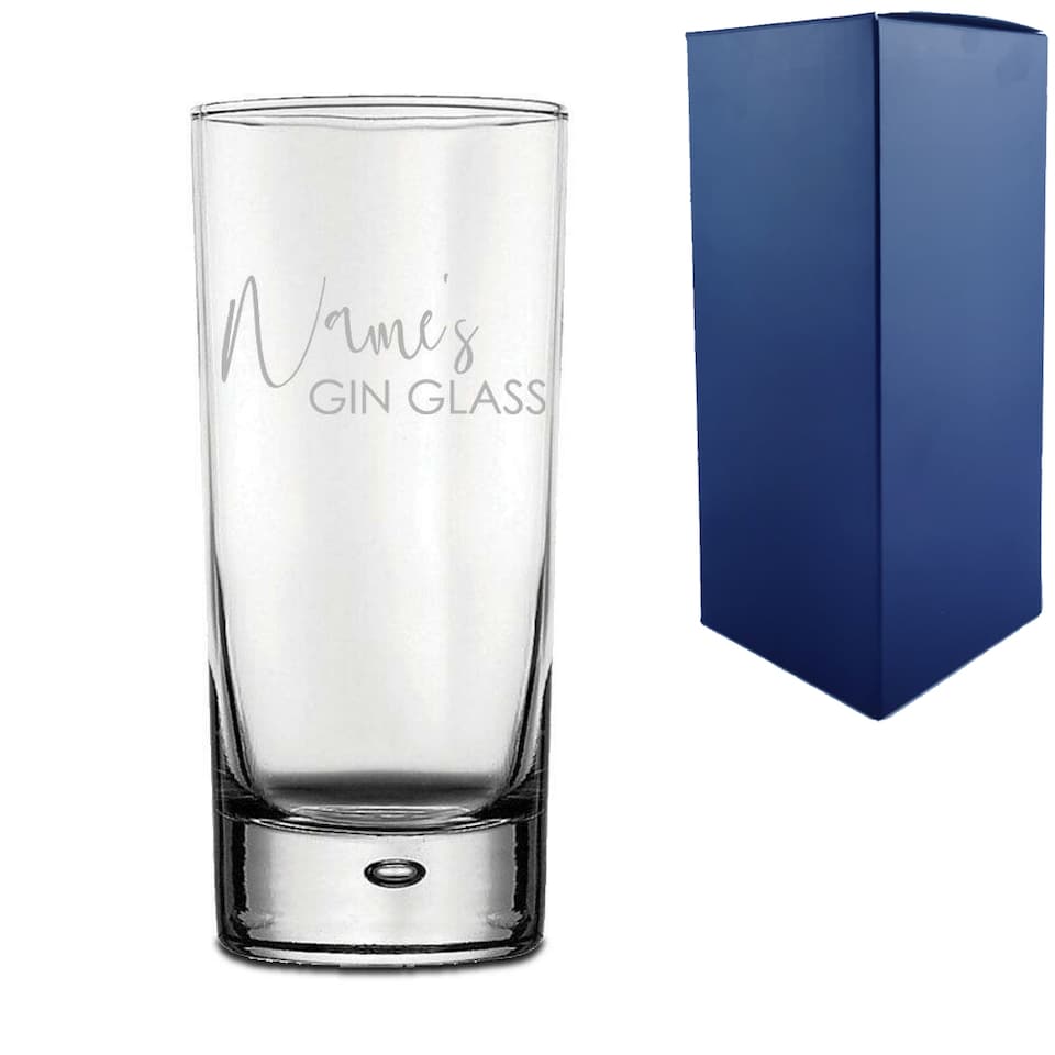 image 1 of Personalised Engraved Bubble Hiball Gin Glass Name Design