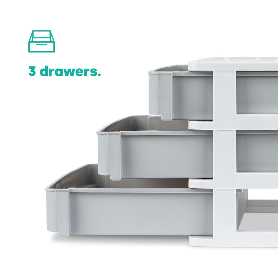 image 1 of 3 Drawer Large Desk Organiser Grey
