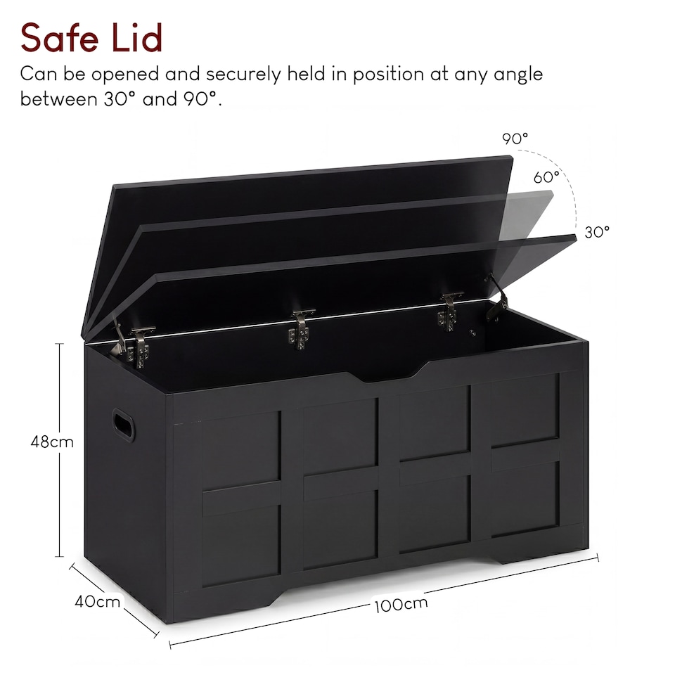 image 1 of Vida Designs Large Lift Up Storage Chest Ottoman Bed End Hallway Seated Box - Black