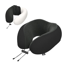 CabinZero Classic Travel Pillow, Memory Foam Neck Pillow for Airplane & Travel | Black | ABSOLUTE BLACK