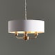 image 2 of Highclere 3 Lamp Single Shade Pendant Ceiling Lamp, Antique Brass Plate, Vintage White Fabric