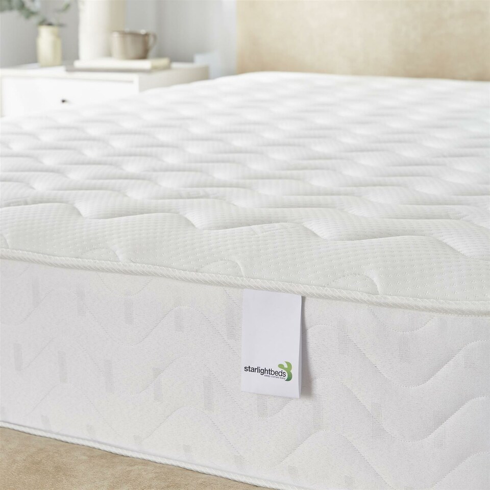 image 1 of Deluxe 8 Inch Mattress Memory Foam & Spring or Topper UK Made Single Double King | White | Double