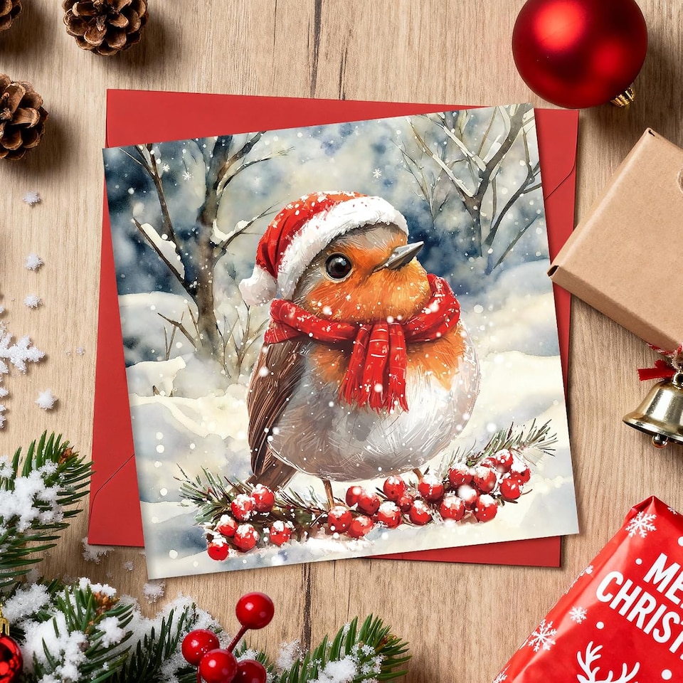 Christmas Cards Pack of 12, Robin Christmas Cards Gifts 2026 - Tesco ...
