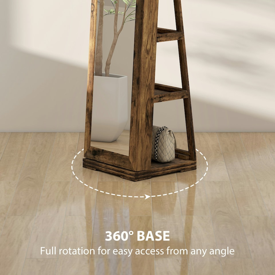 image 1 of HOMCOM Jewelry Cabinet Full Length Mirror Swivel Lockable Jewelry Organiser | Multi