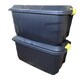 image 1 of 2 x 75L Heavy Duty Trunks on Wheels Sturdy, Lockable, Stackable and Nestable Design Storage Chest with Clips in Black
