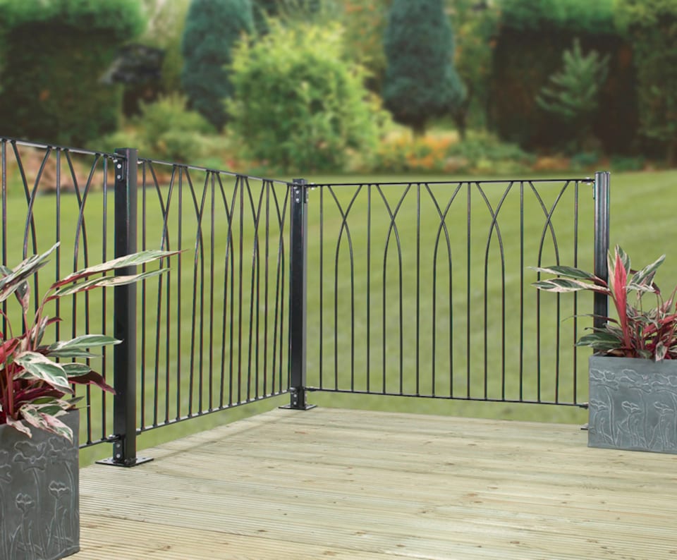 image 1 of Deco Decking Fence Panel - Solid Steel - FIts Gap of 1130 mm x 813 mm High - Electro Galvanised/Black Powder Coated | Black | 1