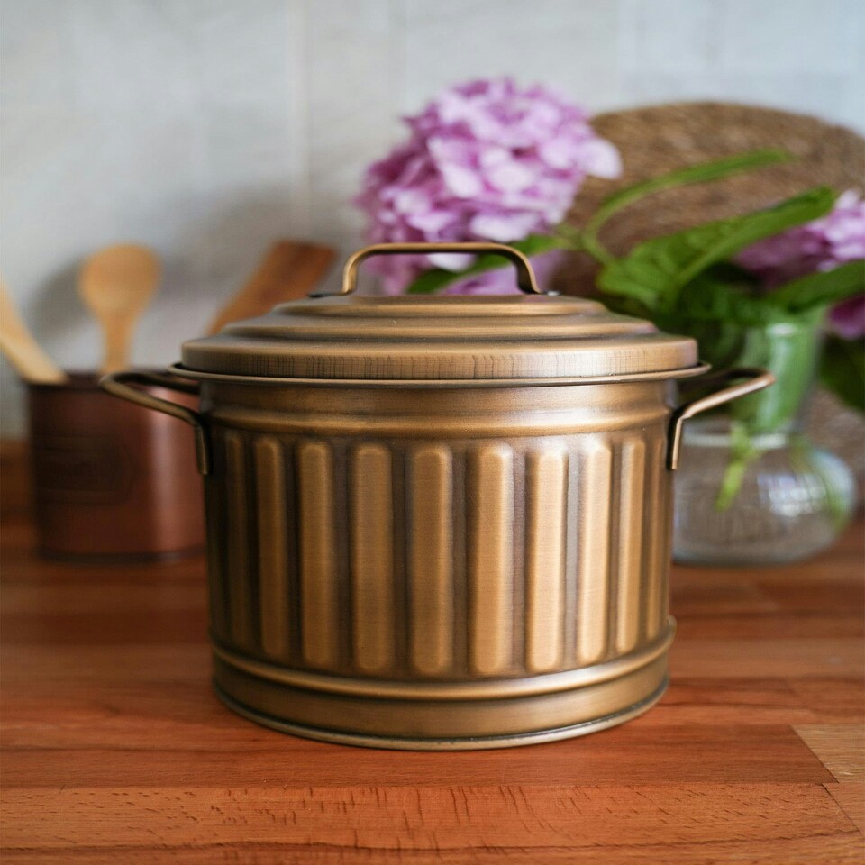 image 1 of Gold Countertop Waste Basket (4 Liters)