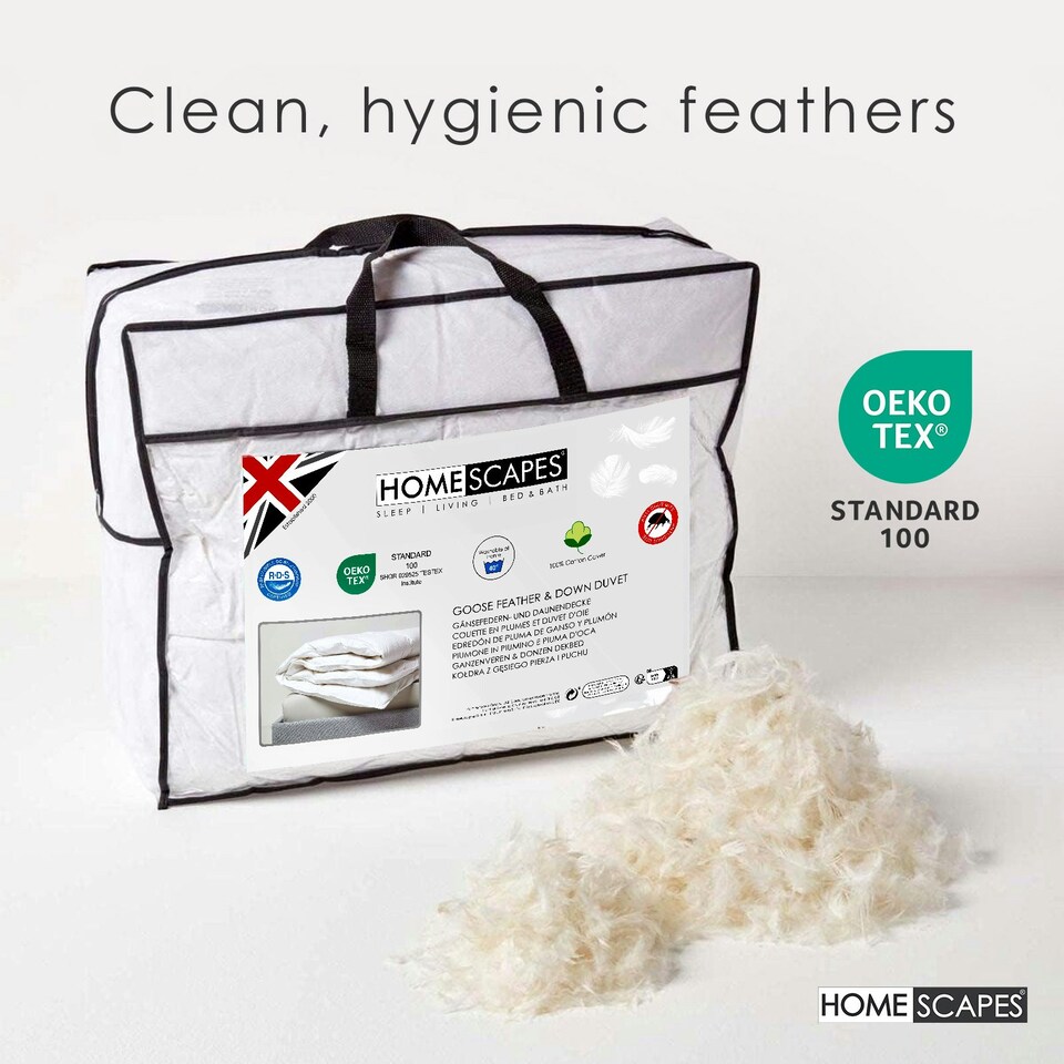 image 1 of Homescapes 4.5 Tog Duvet Luxury Goose Feather and Down for Summer Lightweight, King