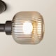 image 5 of ValueLights Calpe 3 Way Black Ceiling Light Ribbed Smoked Shades