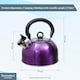 image 2 of Buckingham Camping Whistling Kettle Met Purple Colour Coated Stainless Steel with Heat Resistant Phenolic Handle 2.5 L