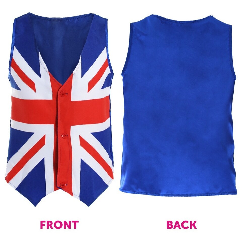 image 1 of Union Jack Waistcoat and Bowtie Blue | 2XL