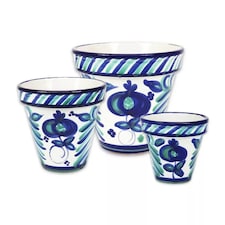 Verano Spanish Ceramics Granada Set of 3 Plant Pots - 16-29cm White | White