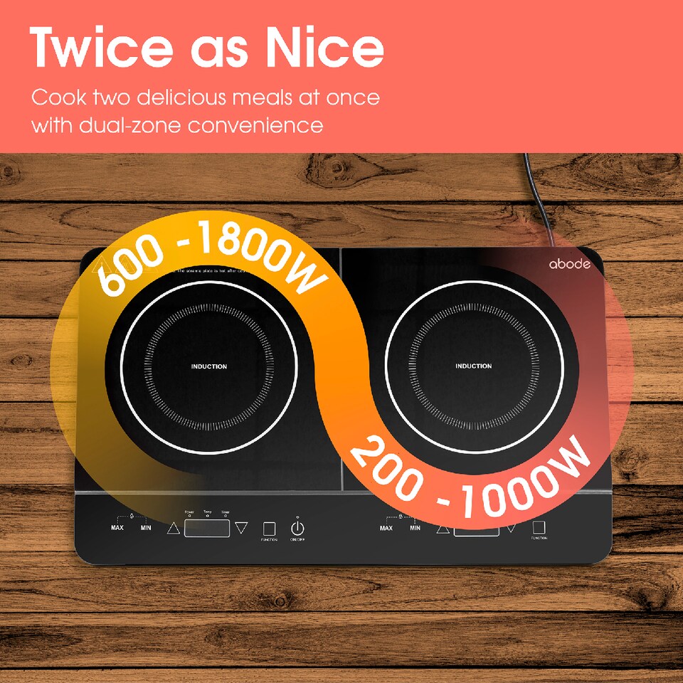 image 1 of Abode Portable Induction Hob Double Digital with Touch Control 2800W AINDH2003