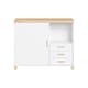 image 1 of SoBuy Printer Stand Under Desk Storage Cabinet with Open Shelf and 3 Drawers, White & Natural Wood, 35.4x17.7x29.5 in, 45.1 kg - ASK07-WN