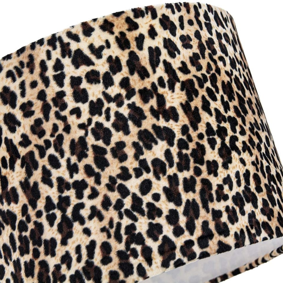 image 1 of Modern and Distinctive Leopard Print Table-Pendant Lamp Shade in Soft Velvet | Black