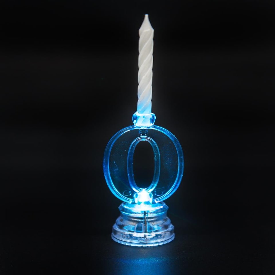 image 1 of Birthday Candle Number 0 Flashing Colour Changing with 4 Candle Clear