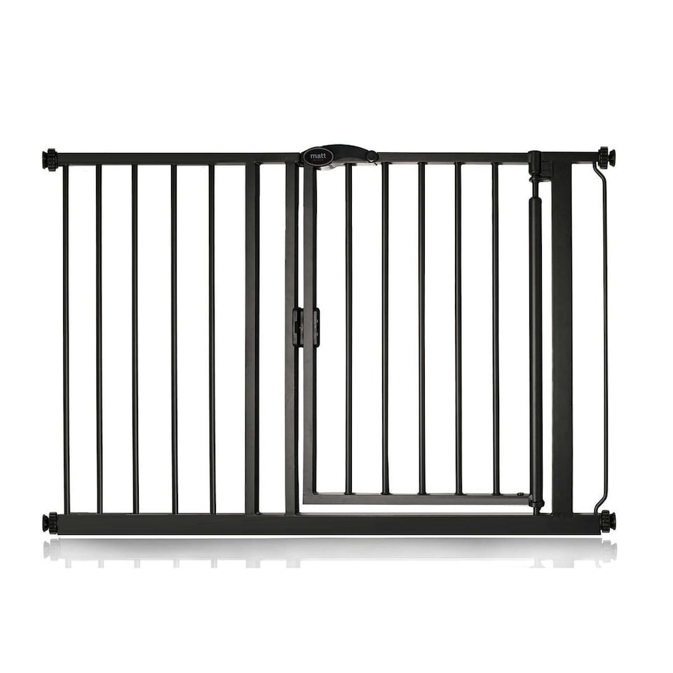 image 1 of Safetots Pressure Fit Self Closing Stair Gate, 111cm - 118cm, Matt Black, Auto Closing Baby Gate, Safety Barrier for Toddler, Easy Installation