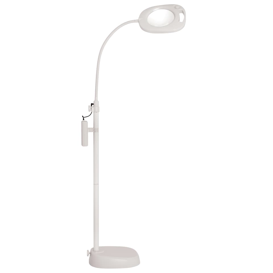 image 1 of PURElite Magnifying LED 3in1 Lamp - Table, Floor & Clip-on Light, Dimmable, Flexible for Needlework, Sewing, Crafting & Reading | White