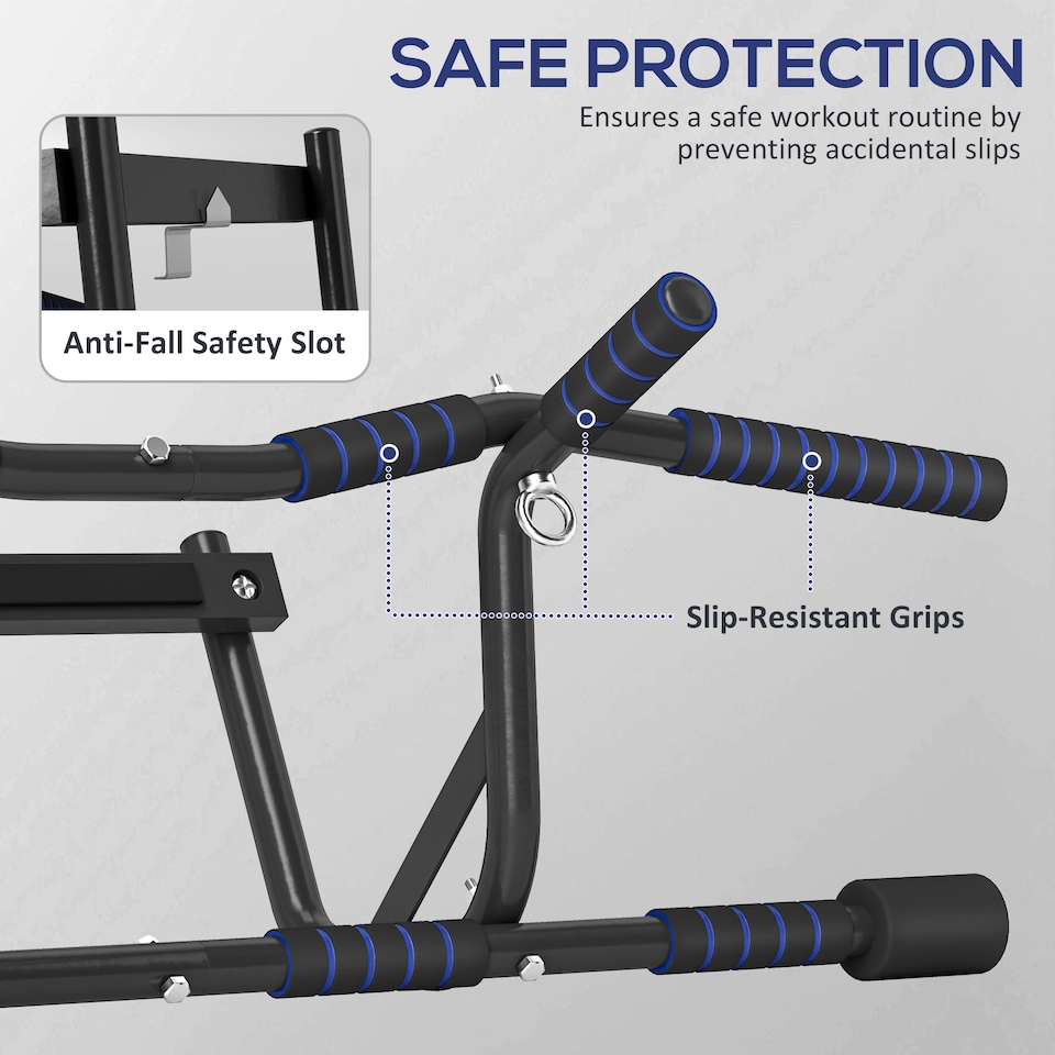 image 1 of SPORTNOW Multi-Grip Pull Up Bar, Chin Up Bar Doorway with Non-Slip Grips | Black
