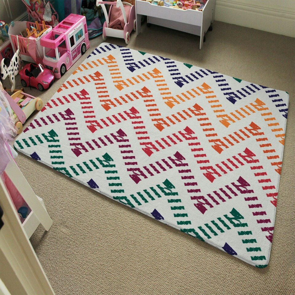 image 1 of Freehand horizontal zigzag and chevron stripes (Rug) Multi | XL: 160x230cm