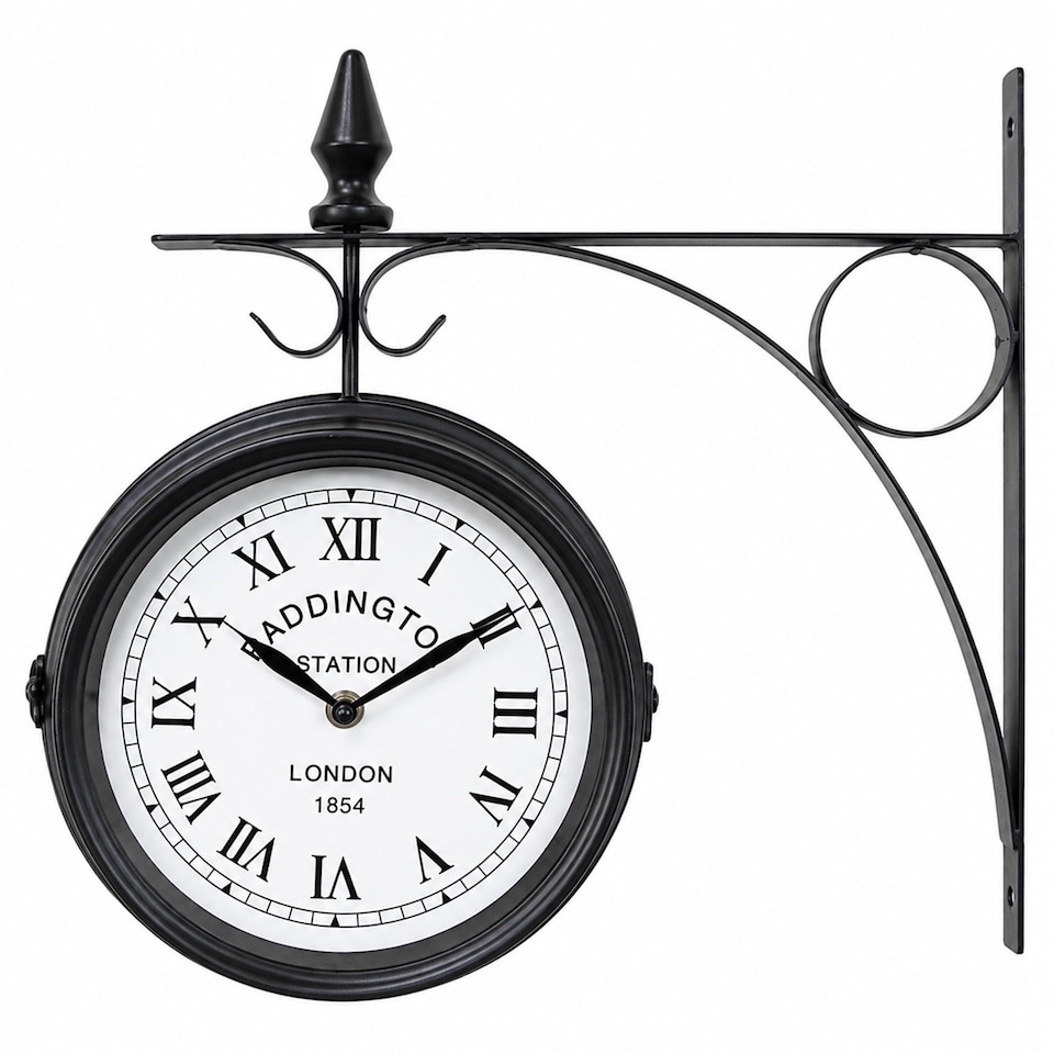 image 1 of Double Sided Paddington Station Outdoor Garden Wall Clock