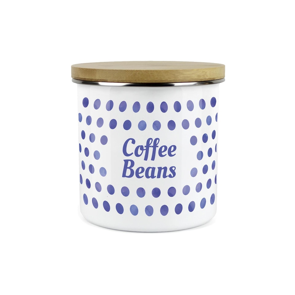 image 1 of Indigo Polka Dot Large Coffee Beans Canister