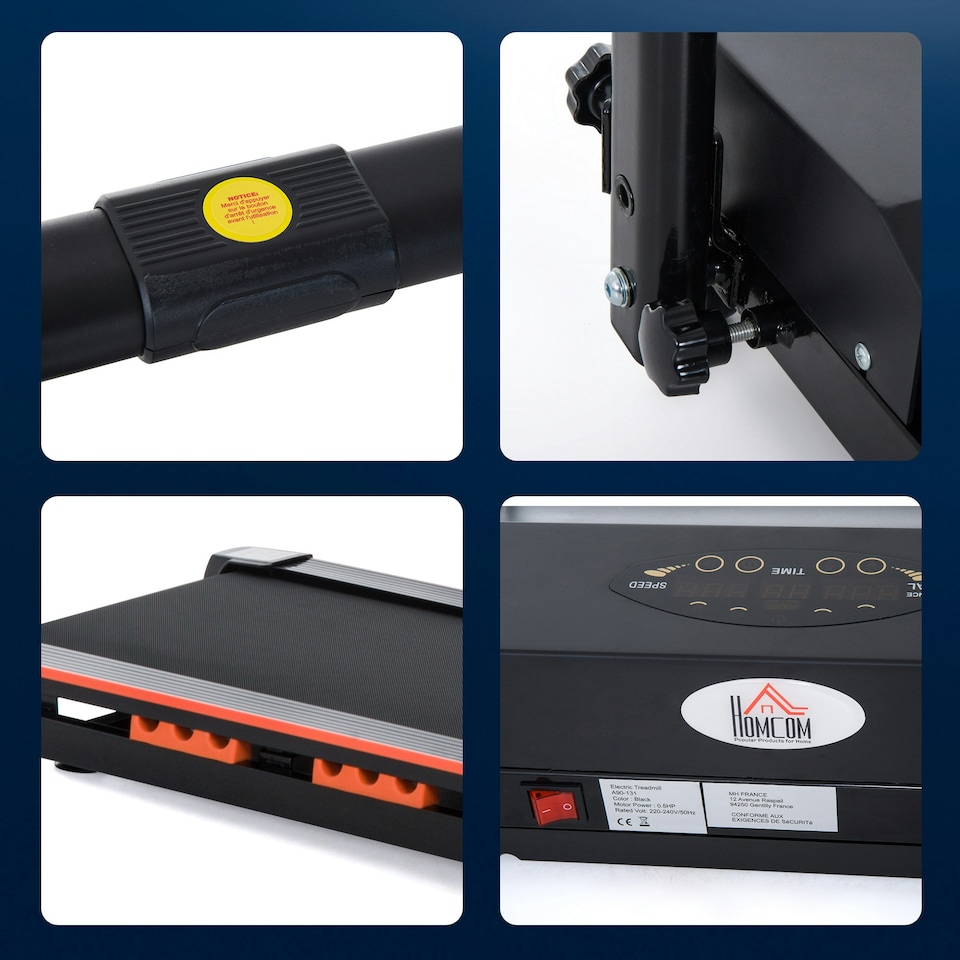 image 1 of HOMCOM 1-6 km/h Folding Motorised Treadmill Walking w/ Remote Control Black