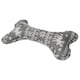 image 1 of Dog Christmas Gift Plush Play Squeaky Grey Patterned Bone Toy 14x23cm