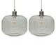image 1 of First Choice Lighting Set of 2 Batley Large Clear Ribbed Glass Easy Fit Pendant Shades Clear