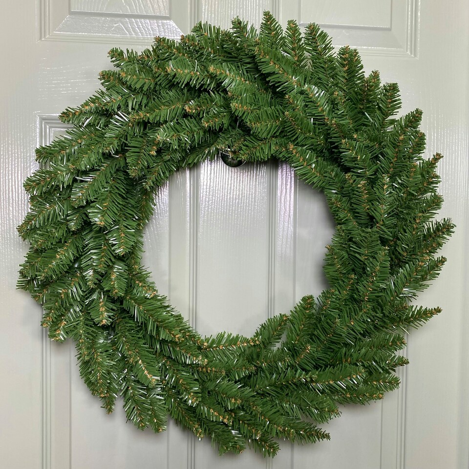 image 1 of 60cm Plain Green Christmas Wreath with 160 Bullet Tips