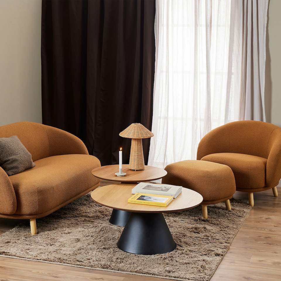 image 1 of Soli Round Coffee Table in Oak/Black 65x43cm