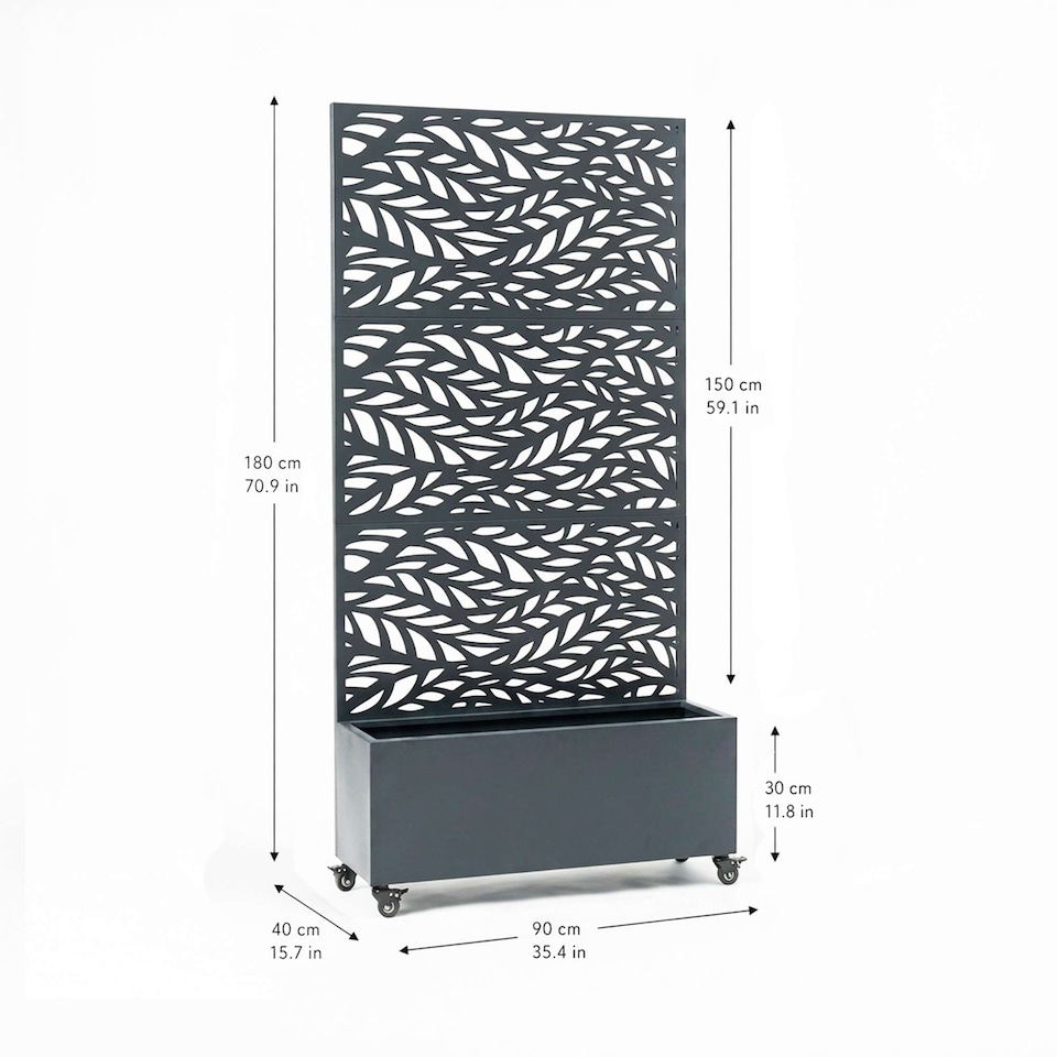 image 1 of Nicoman Metal Privacy Screen with Planter Pot Leaf Pattern