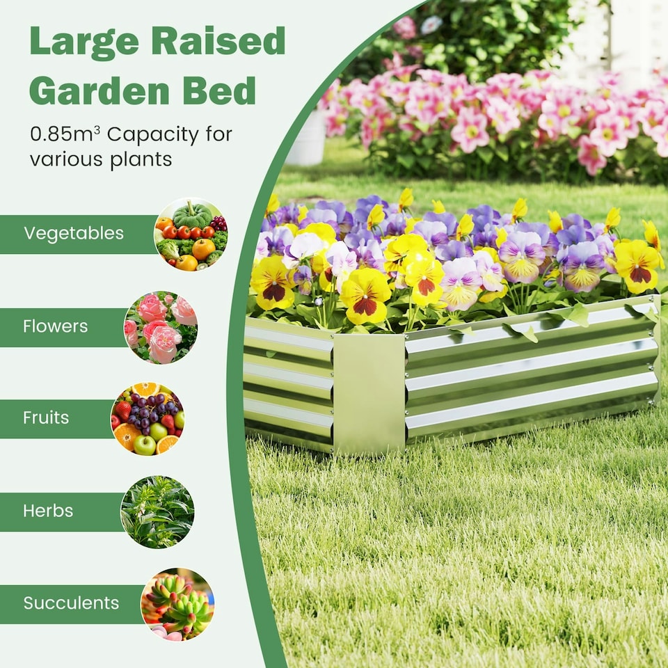 image 1 of COSTWAY Galvanized Raised Garden Bed Metal Planter Box Silver