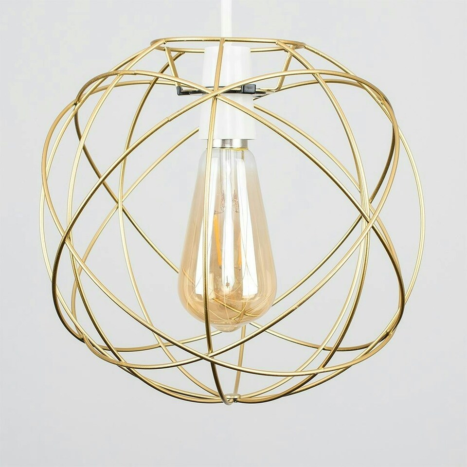 image 1 of ValueLights Rutherford Gold Ceiling Pendant Light Shade & Bulb