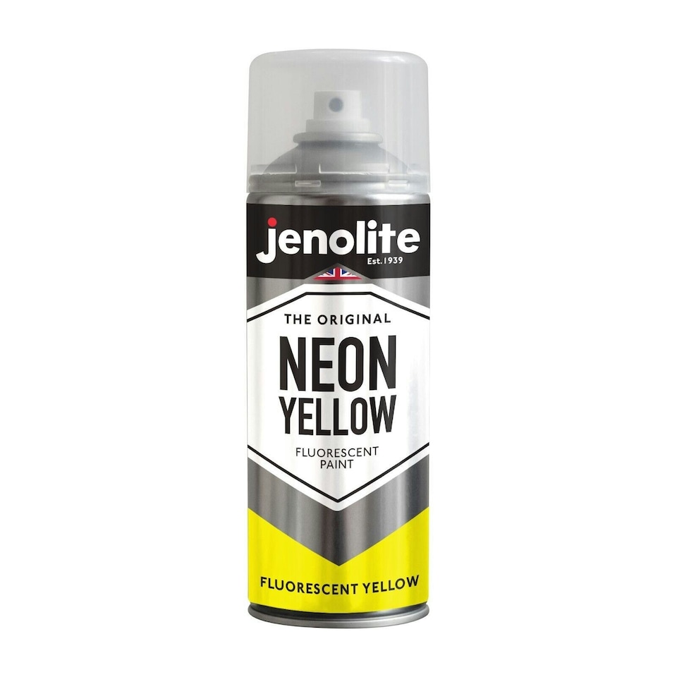 image 1 of Jenolite Fluorescent Multi-Surface Paint - Neon Yellow - 400ml Spray Can - 2-Pack