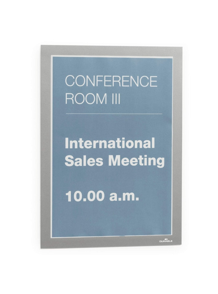 image 1 of Durable DURAFRAME Self Adhesive Magnetic Signage Frame | 2 Pack | A4 Silver | Silver
