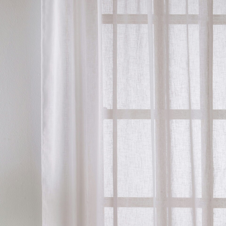 image 1 of Pair of Eden White 100% Recycled Voile Panels 137 cm (54 inch) Rod Pocket Panels for Bedroom and Living Room