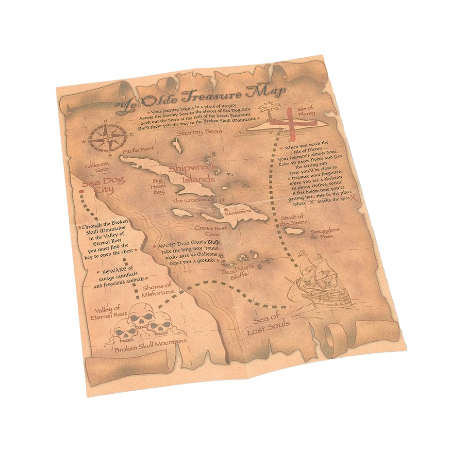 image 1 of Bristol Novelty Pirate Treasure Map - Brown - One Size
