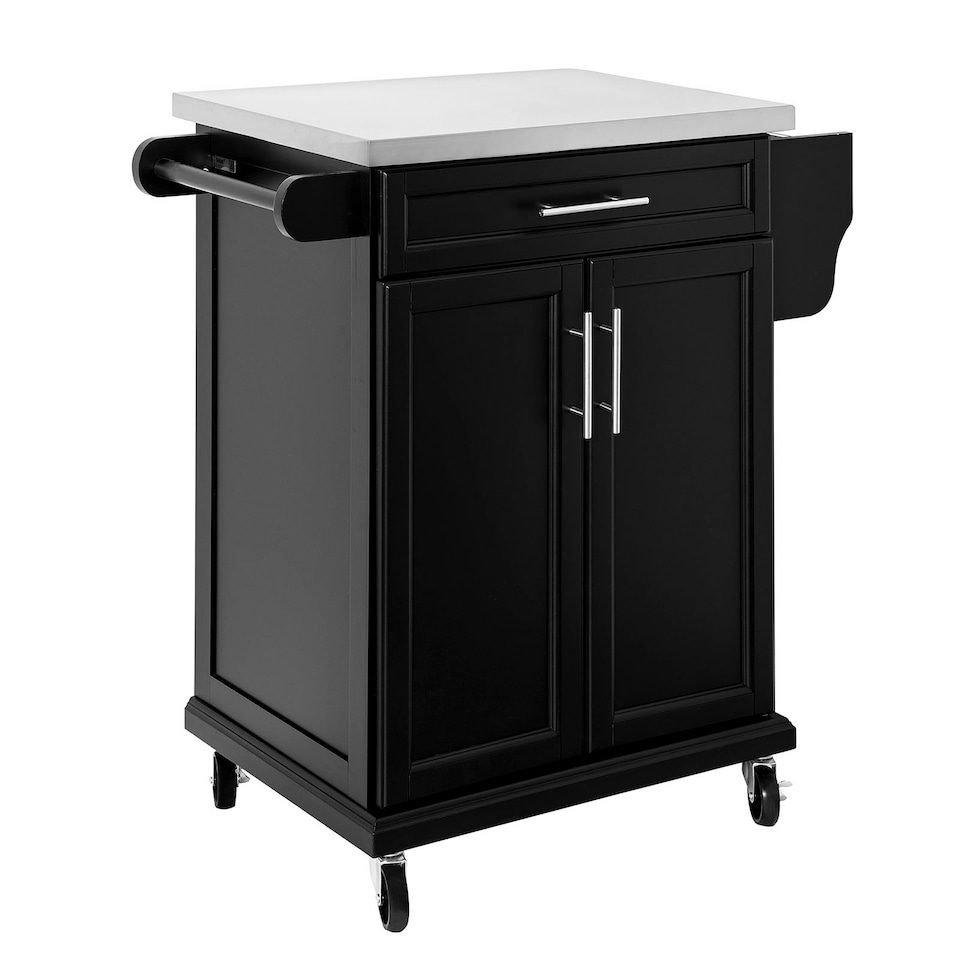 image 1 of SoBuy Kitchen Island Cart on Wheels with Drawer & 2 Doors, Black/Silver, 31.5x18.1x35.4 inches, 21 kg - FKW110-SCH