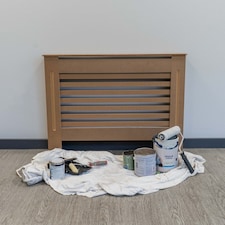 JSH Radiator Cover Unpainted Horizontal Slat Wood MDF - Medium - 112cm (W) x 81.5cm (H) x 19cm (D) | Brown