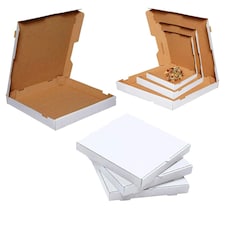 50 x 7" Pizza Boxes Plain White Postal Box Takeaway Style Boxes | White