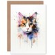 image 1 of Calico Watercolour Pet Portrait Cat Lover Blank Just to Say Card
